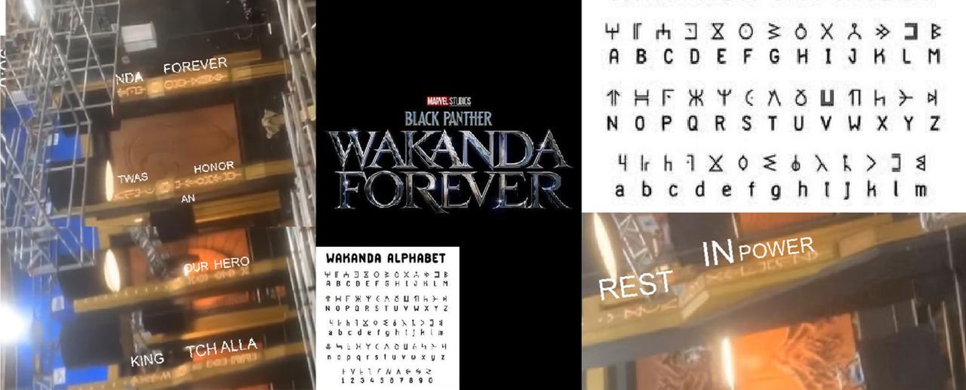 粉丝根据《The Wakanda Files》，将柱子上的瓦干达文字翻译出来。