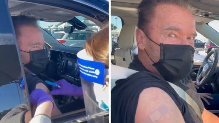 去年美国疫情爆发后不久，阿诺就曾公开自己开车排队接种疫苗的影片，呼吁赶快打疫苗