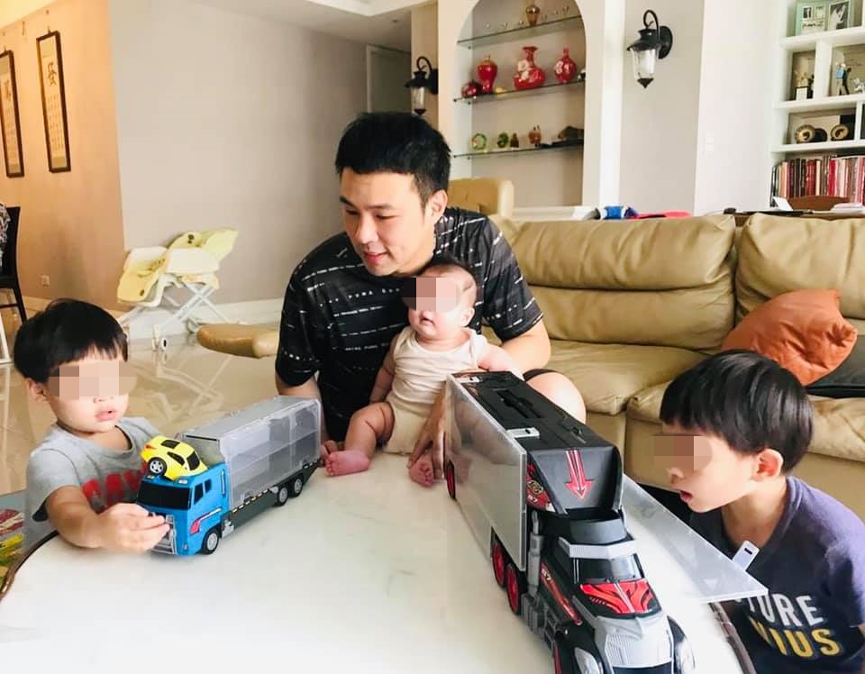 陈威全现在拥有三宝，疫情让他有更多时间与孩子及家人相处。